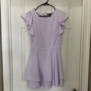 Lilac Ruffle Sleeve Mini Dress